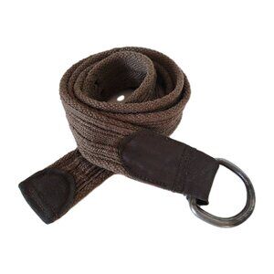GREEN WOVEN BELT WITH LEATHER